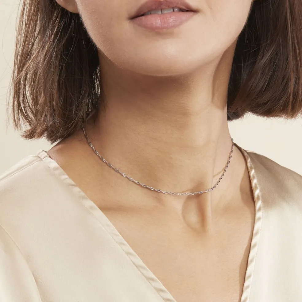 Chaîne Imanie Maille Singapour Or Blanc