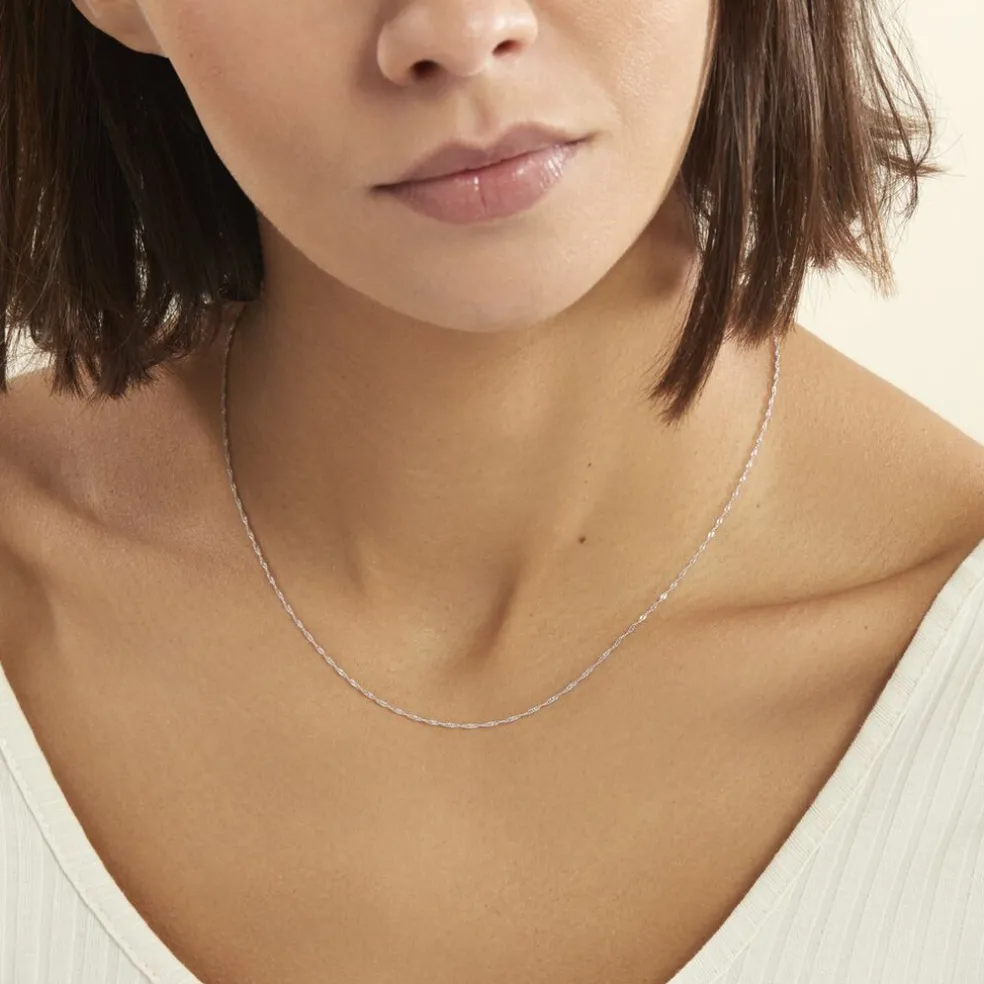 Chaîne Imanie Maille Singapour Or Blanc