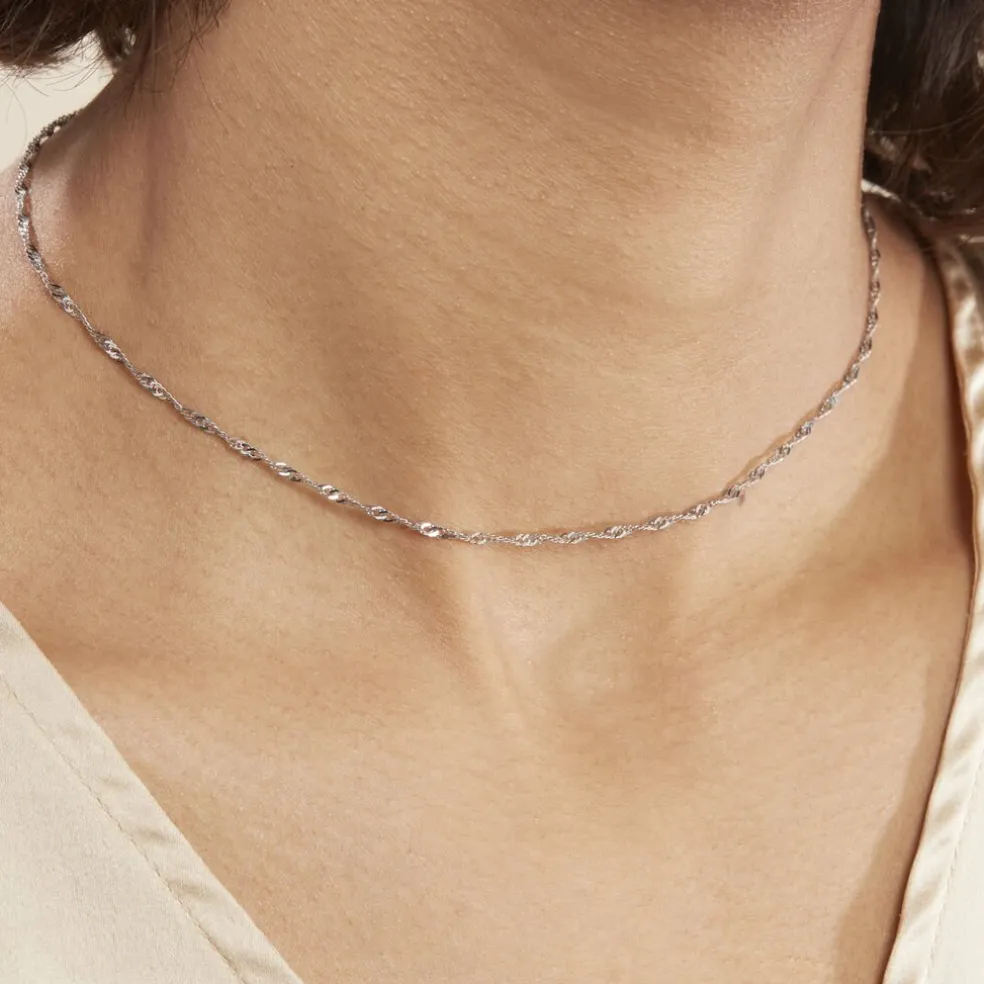 Chaîne Leliana Maille Singapour Or Blanc