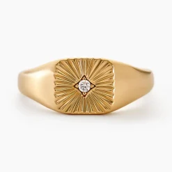 Chevaliere Plaqué Or Erditse Oxyde De Zirconium