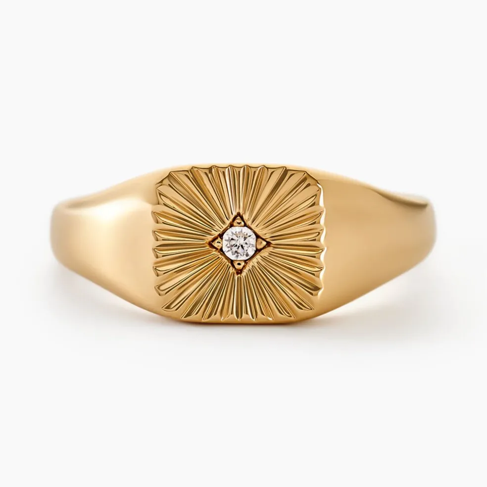 Chevaliere Plaqué Or Erditse Oxyde De Zirconium