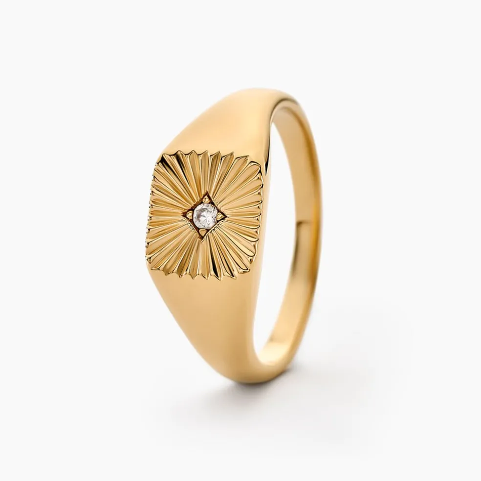 Chevaliere Plaqué Or Erditse Oxyde De Zirconium