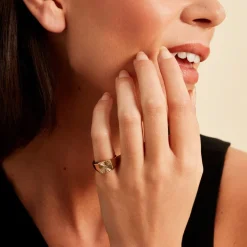 Chevaliere Plaqué Or Erditse Oxyde De Zirconium