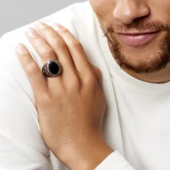 Chevaliere Zayn Acier Inoxydable Blanc Verre