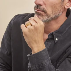 Chevalière Acier Doré Luciano