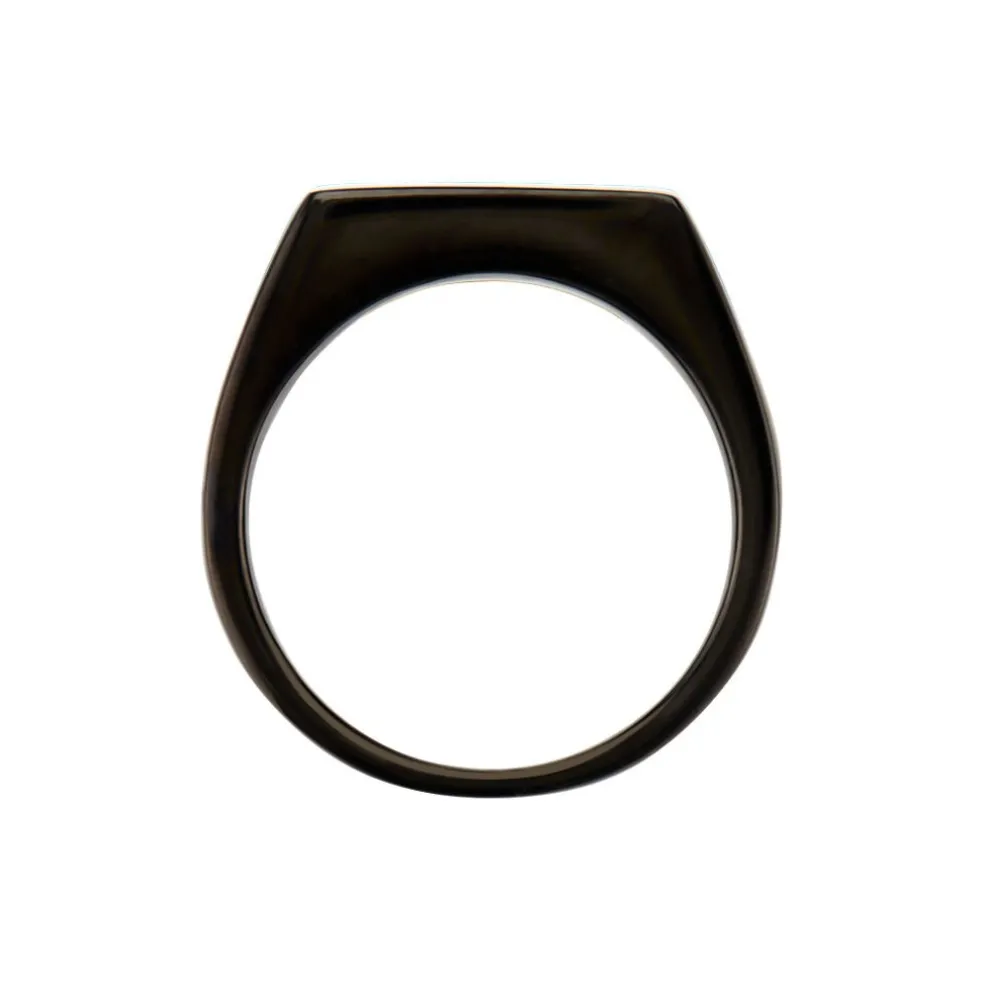 Chevalière Acier Noir Luciano