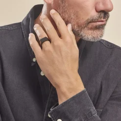 Chevalière Acier Noir Luciano