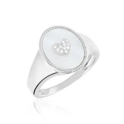 Chevalière Aracely Argent Blanc Nacre Oxyde De Zirconium