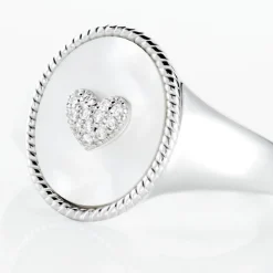 Chevalière Aracely Argent Blanc Nacre Oxyde De Zirconium