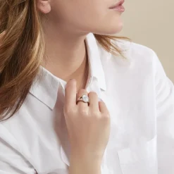 Chevalière Aracely Argent Blanc Nacre Oxyde De Zirconium