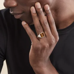 Chevalière Argent Blanc Atilio Oeil De Tigre