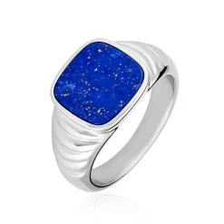 Chevalière Argent Blanc Calisto Lapis Lazuli
