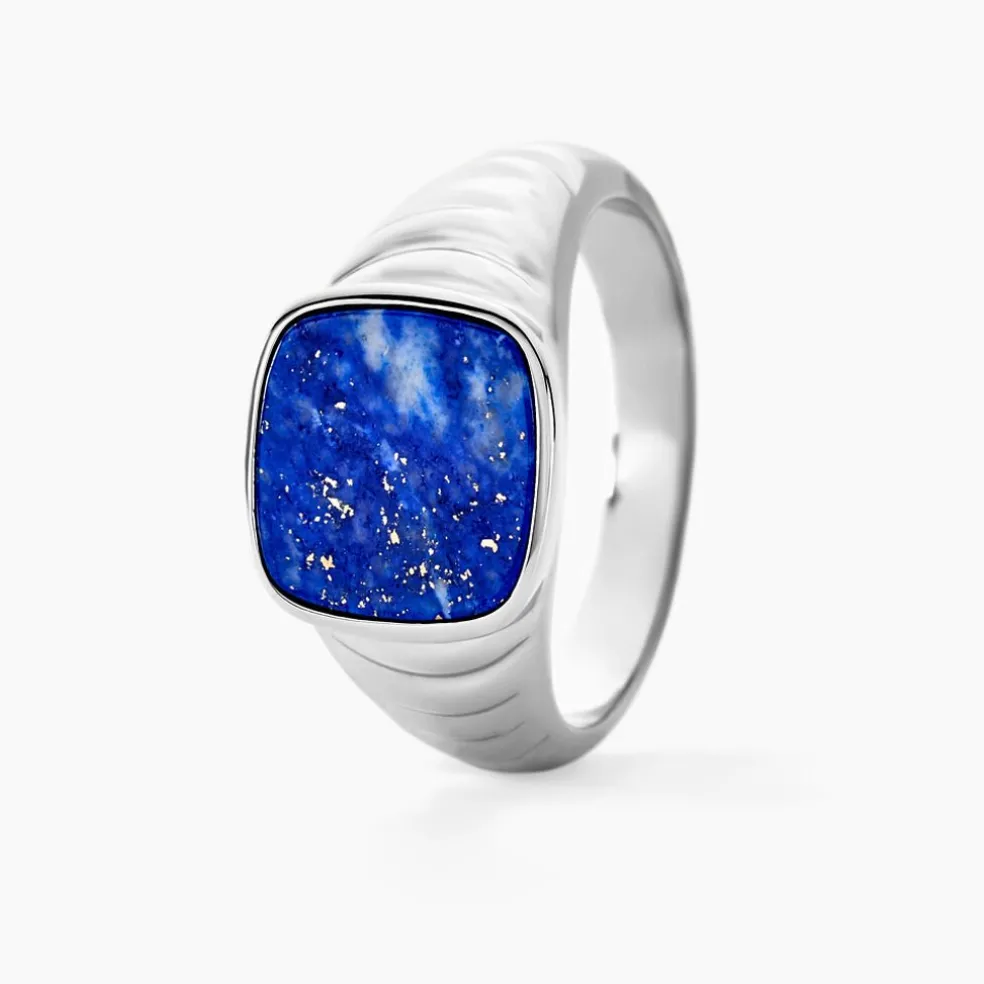 Chevalière Argent Blanc Calisto Lapis Lazuli