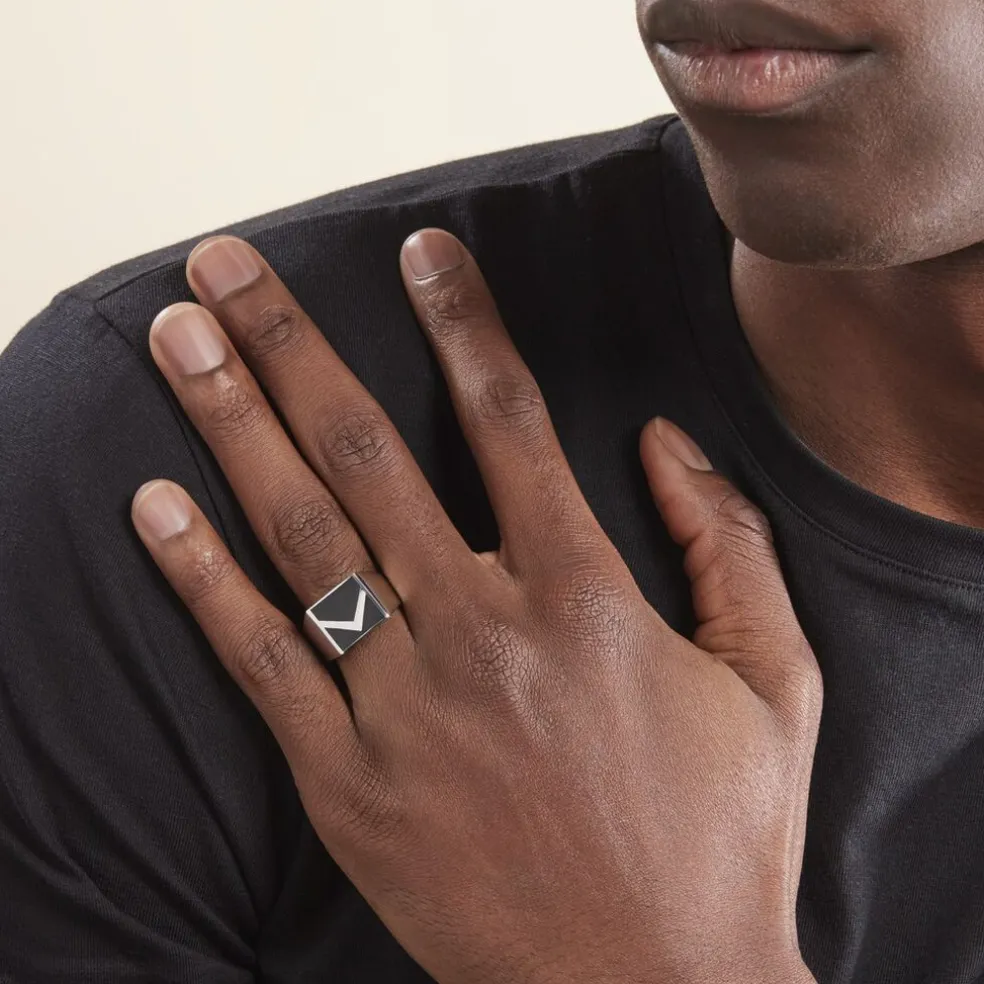 Chevalière Argent Blanc Christoffer Email