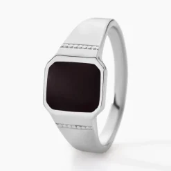 Chevalière Argent Blanc Djulian Email