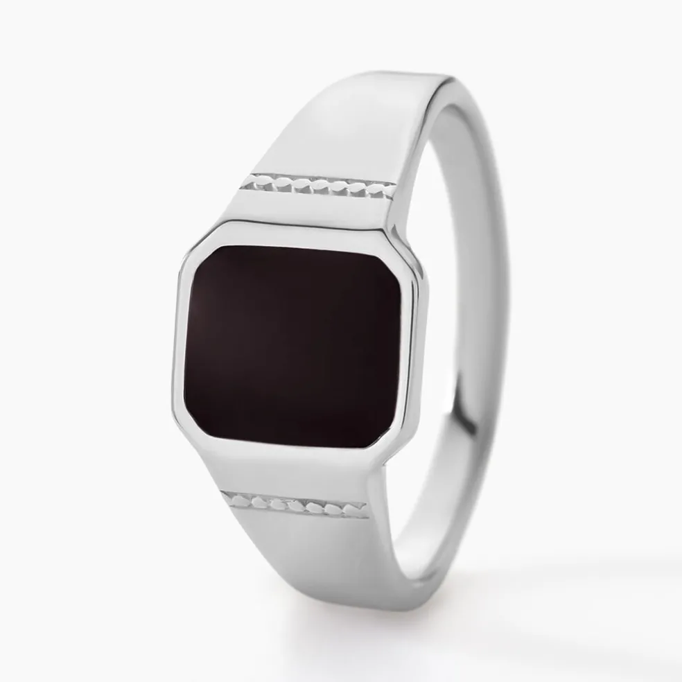 Chevalière Argent Blanc Djulian Email