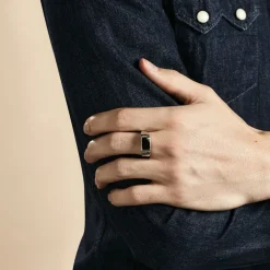 Chevalière Argent Blanc Python Email Et Oxyde De Zirconium