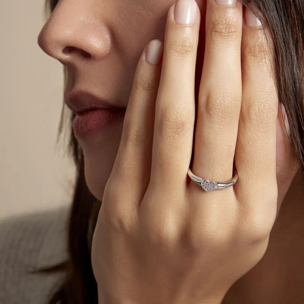 Chevalière Argent Deep In Love Oxydes De Zirconium