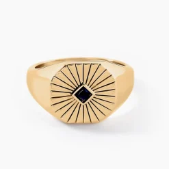 Chevalière Arlo Plaque Or Jaune Spinelle