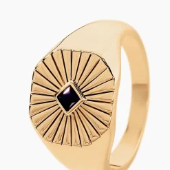 Chevalière Arlo Plaque Or Jaune Spinelle