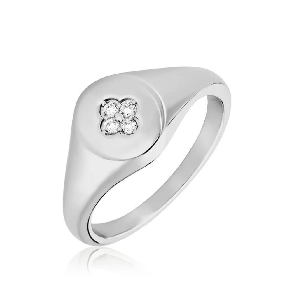 Chevalière Audie Argent Blanc Oxyde De Zirconium