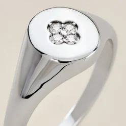 Chevalière Audie Argent Blanc Oxyde De Zirconium
