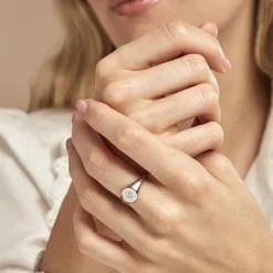 Chevalière Audie Argent Blanc Oxyde De Zirconium