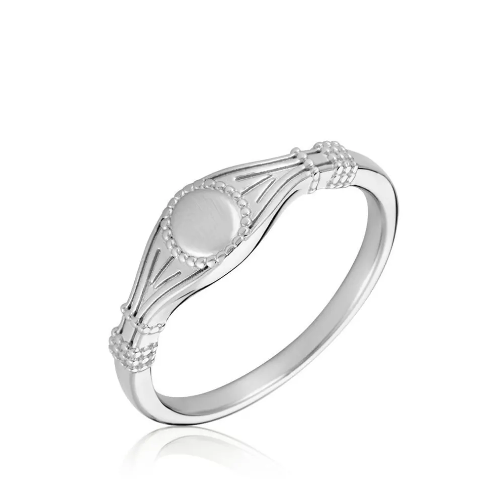 Chevalière Azteque Argent Blanc