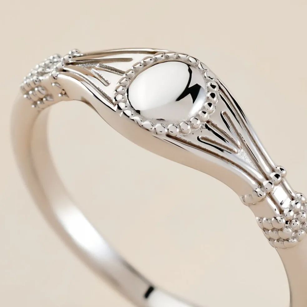 Chevalière Azteque Argent Blanc