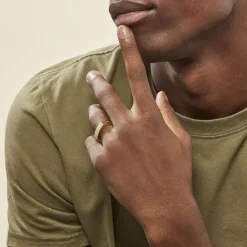 Chevalière Benton Rectangulaire Ligne Or Bicolore