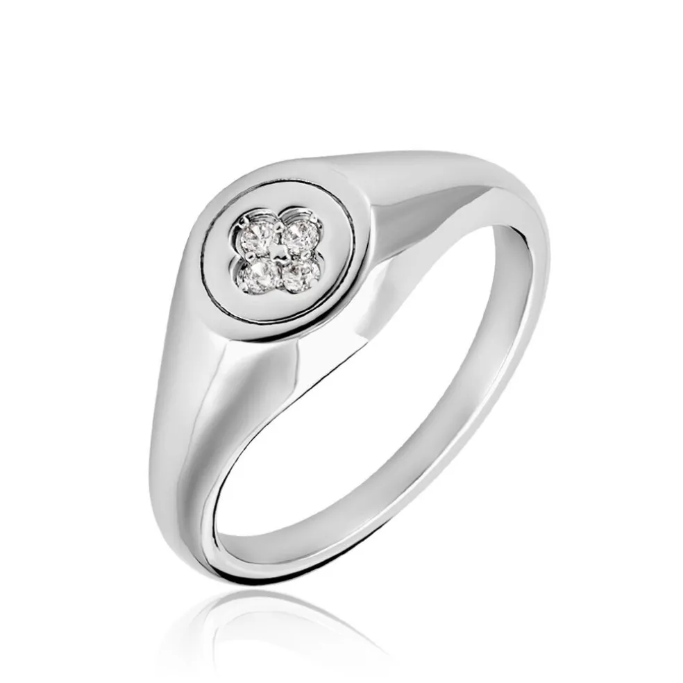 Chevalière Chesley Argent Blanc Oxyde De Zirconium