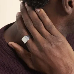 Chevalière Cillian Argent Blanc