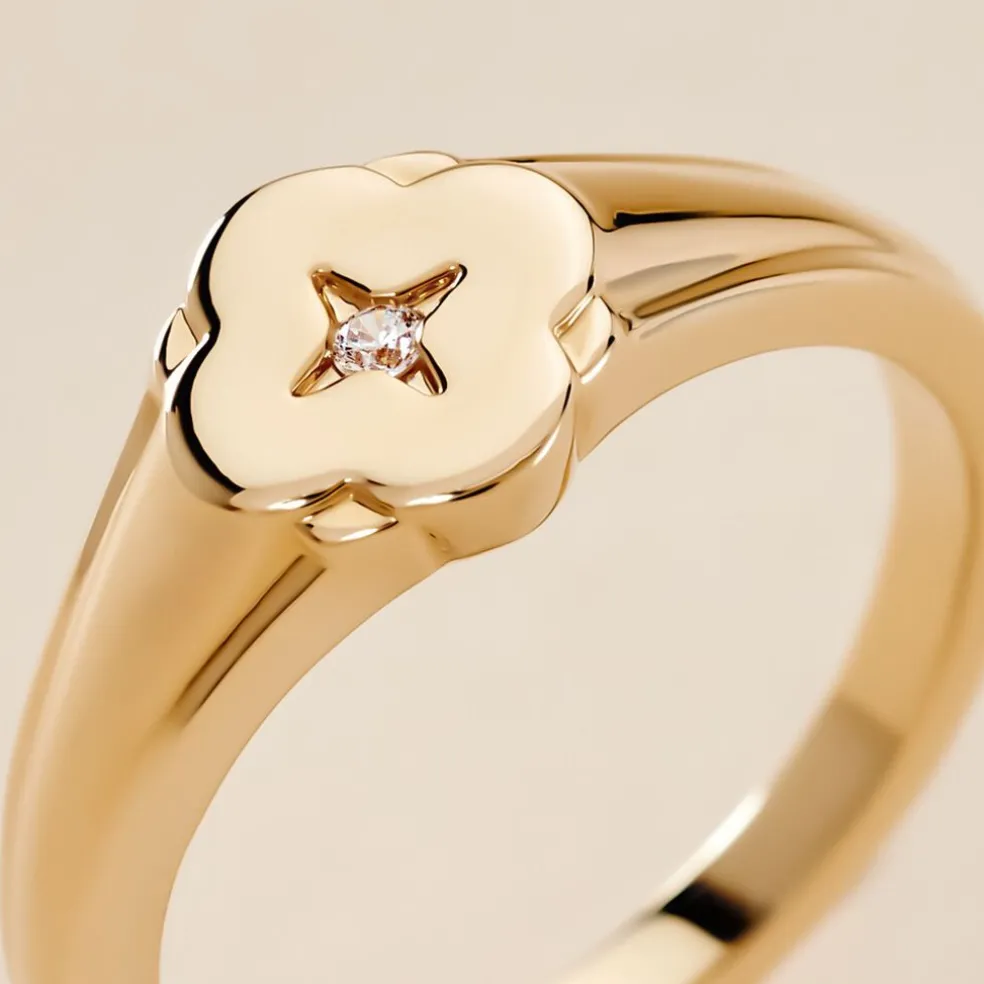 Chevalière Cosma Plaqué Or Jaune Oxyde De Zirconium