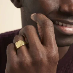 Chevalière Daniel Plaqué Or Jaune