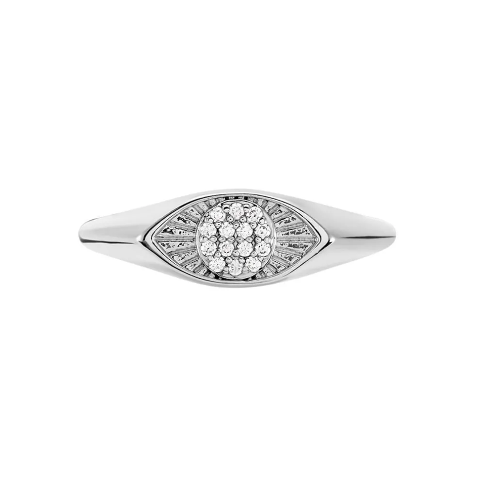 Chevalière Evalyn Argent Blanc Oxyde De Zirconium