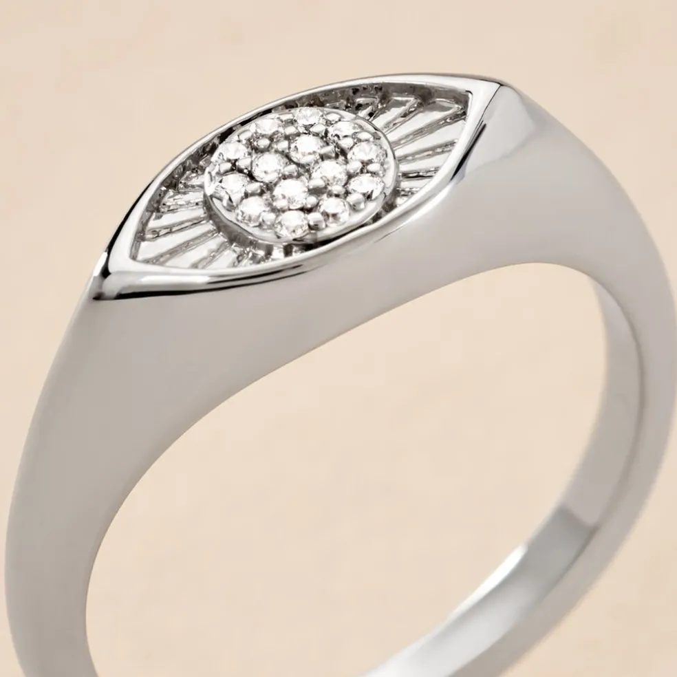 Chevalière Evalyn Argent Blanc Oxyde De Zirconium