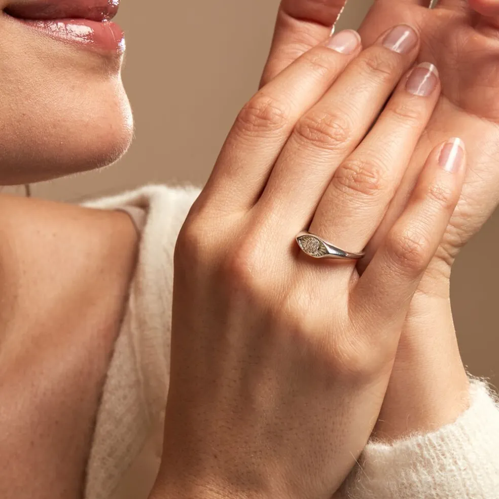 Chevalière Evalyn Argent Blanc Oxyde De Zirconium