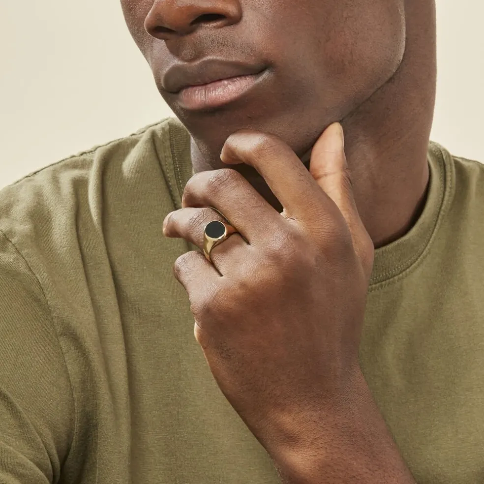 Chevalière Filipp Ovale Or Jaune Onyx