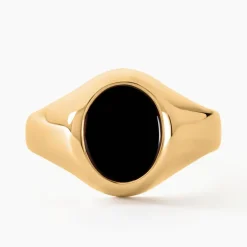 Chevalière Gerolt Ovale Or Jaune Onyx