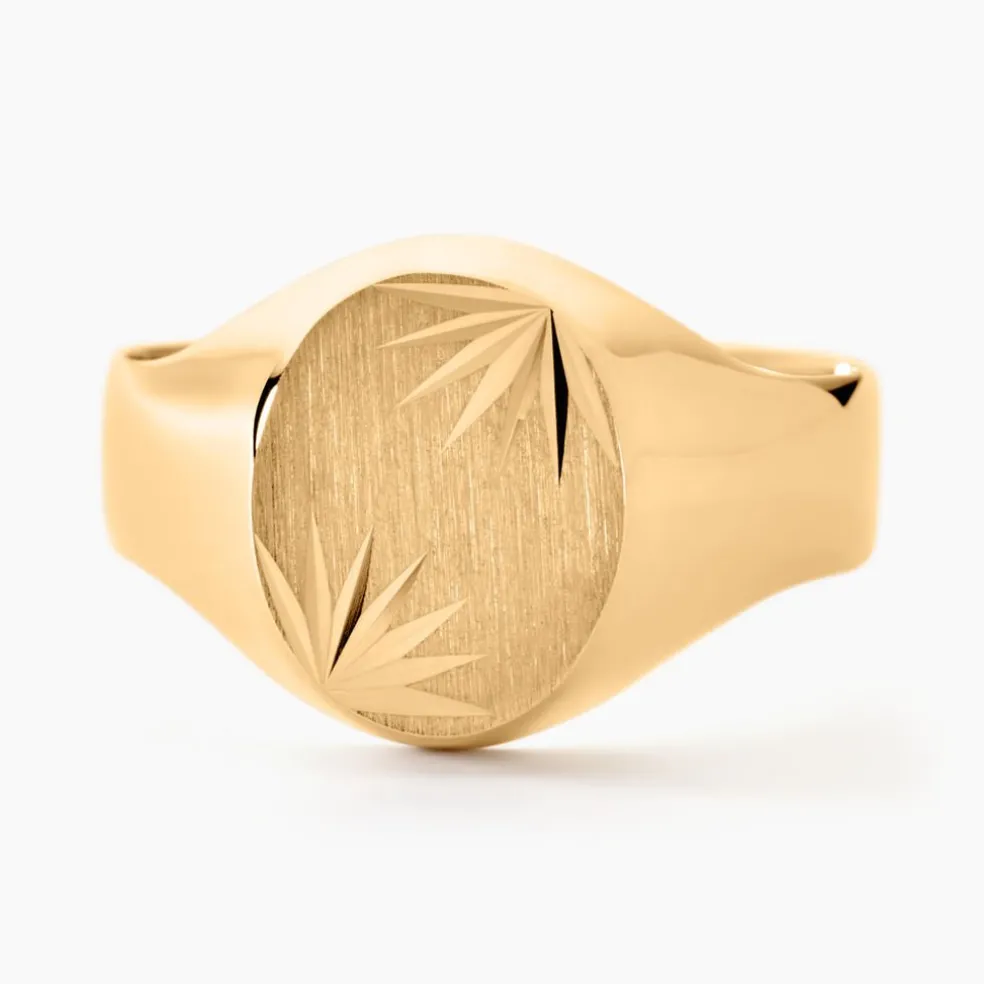 Chevalière Gerrard Ovale Diamantee Soleil Or Jaune