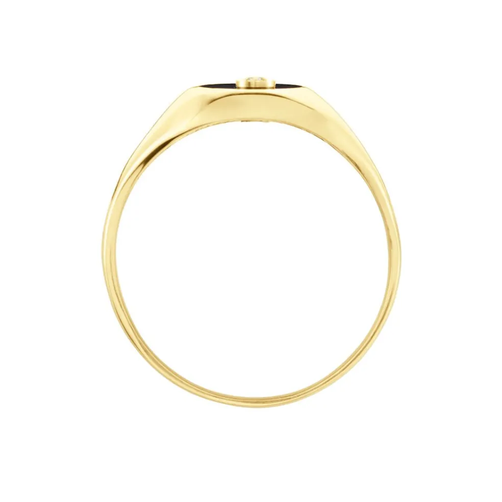 Chevalière Giles Or Jaune Onyx Diamant