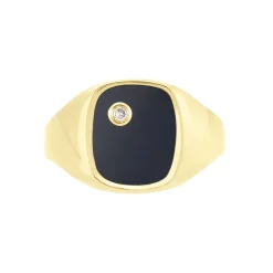 Chevalière Glynn Or Jaune Onyx Diamant