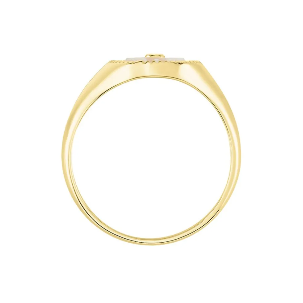 Chevalière Goddess Argent Doré Nacre Oxyde De Zirconium