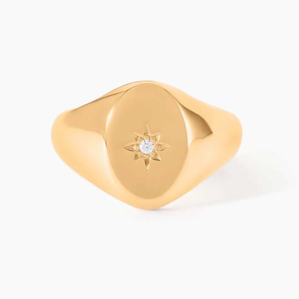 Chevalière Gwennen Plaqué Or Oxyde De Zirconium