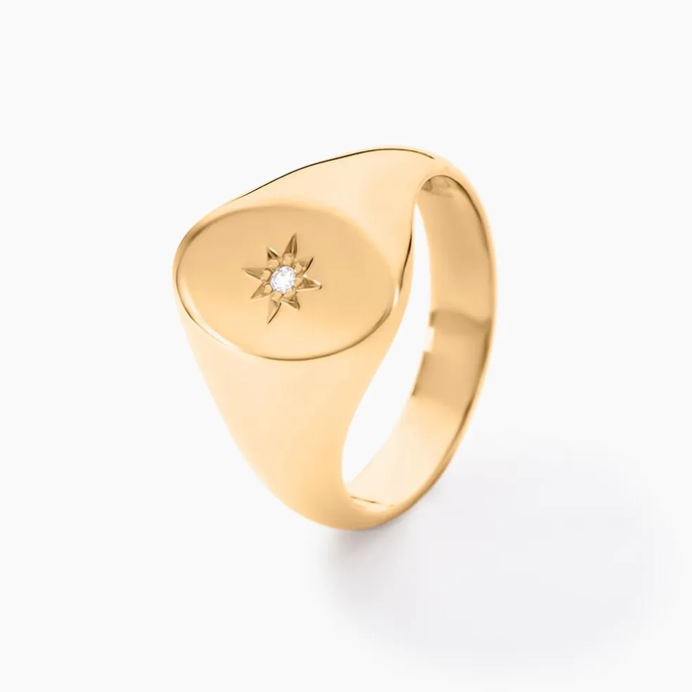 Chevalière Gwennen Plaqué Or Oxyde De Zirconium