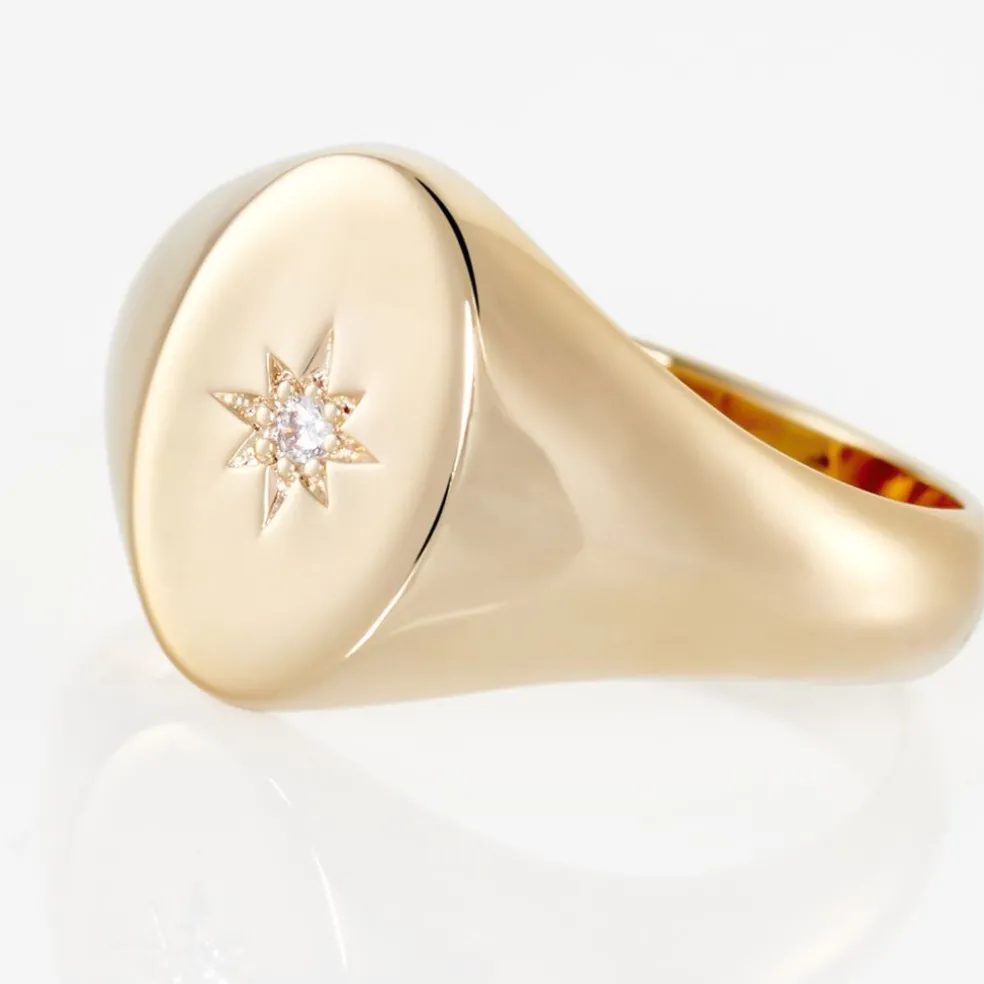 Chevalière Gwennen Plaqué Or Oxyde De Zirconium