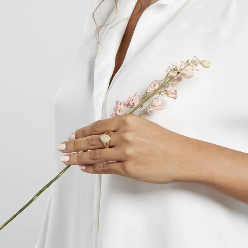 Chevalière Gwennen Plaqué Or Oxyde De Zirconium