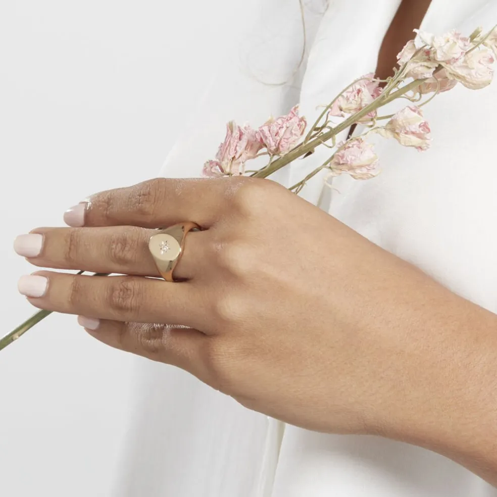 Chevalière Gwennen Plaqué Or Oxyde De Zirconium