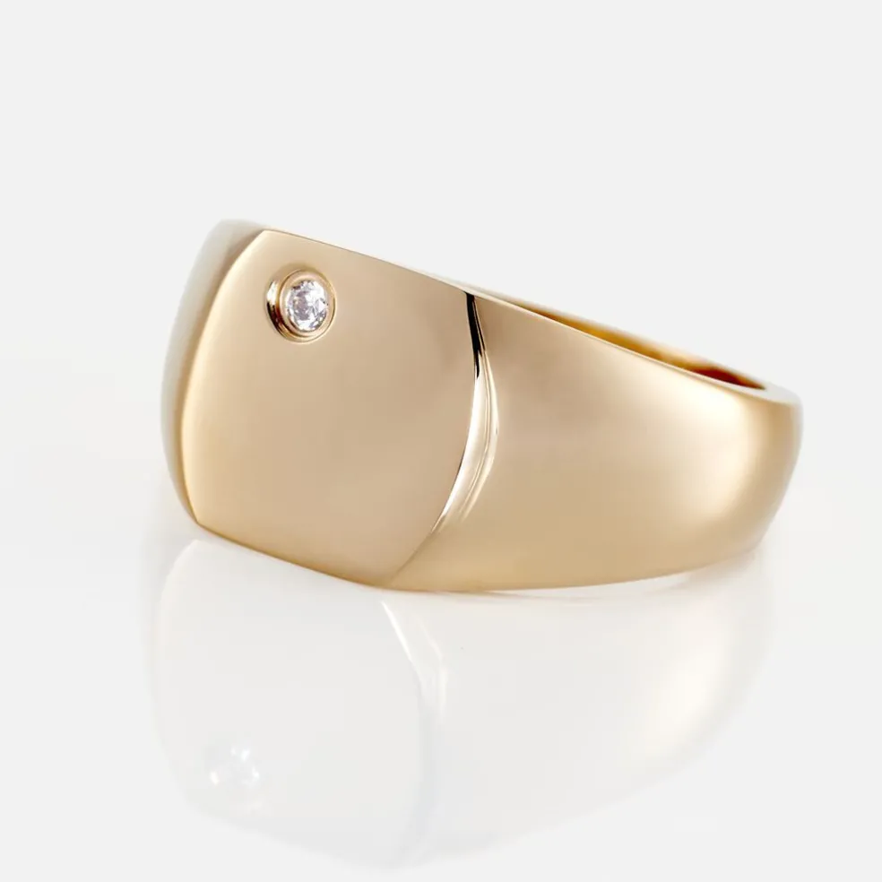 Chevalière Hide Plaqué Or Oxyde De Zirconium