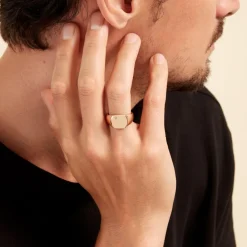 Chevalière Hide Plaqué Or Oxyde De Zirconium